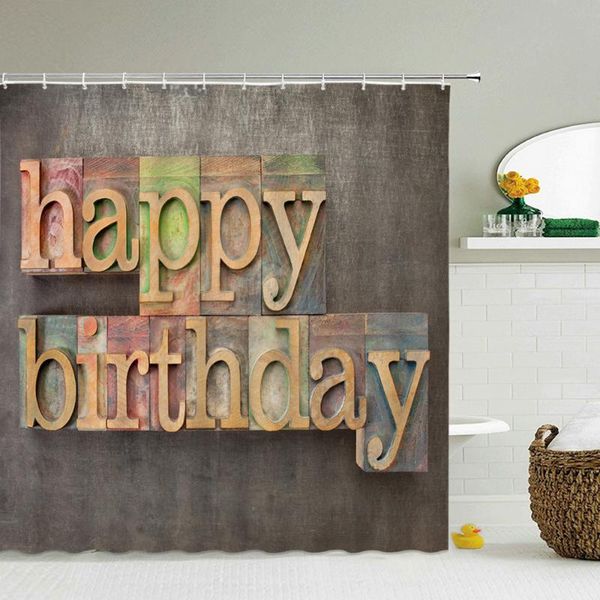

shower curtains happy birthday frabic bathroom curtain retro old personality waterproof polyester bath with hooks screen