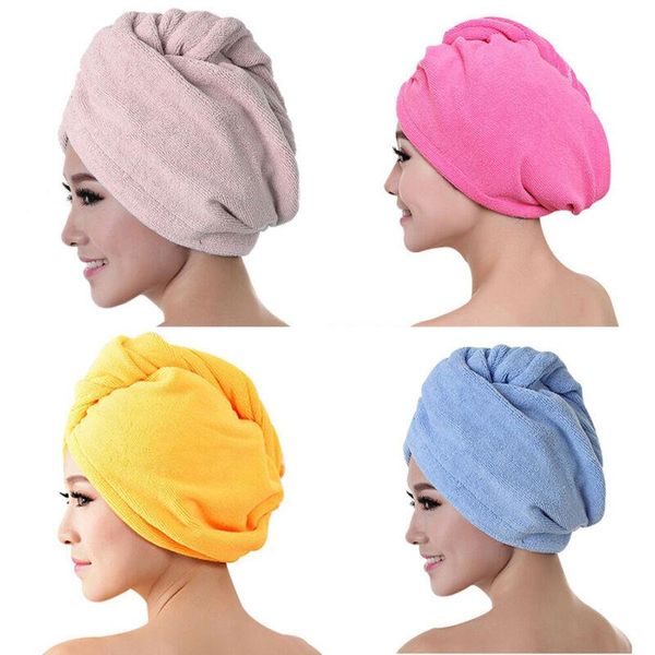 

towel 4 colors microfibre hair drying wrap turban head hat bun cap shower dry microfiber towels bathroom bath for adults