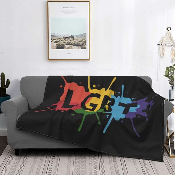 

blankets lgbt gay pride rainbow lightweight ultra-fine fiber flannel fleece sofa all-season living room/bedroom warm blanket