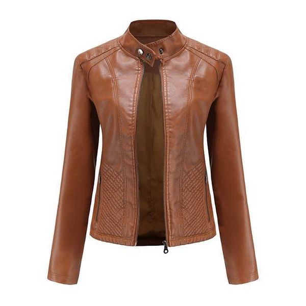 Jaquetas de couro das mulheres e casacos primavera Outono manga longa moda básica casacos de motocicleta feminino streetwear outwear casual 211011