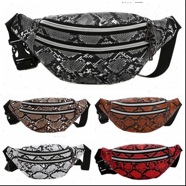 

travel fashion waist snake bag pattern pu leather fanny pack portable chest