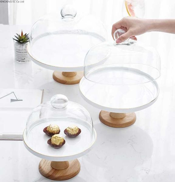 

phnom penh ceramic cake tray round glass cover dessert fruit plate creative baking supplies table display other bakeware