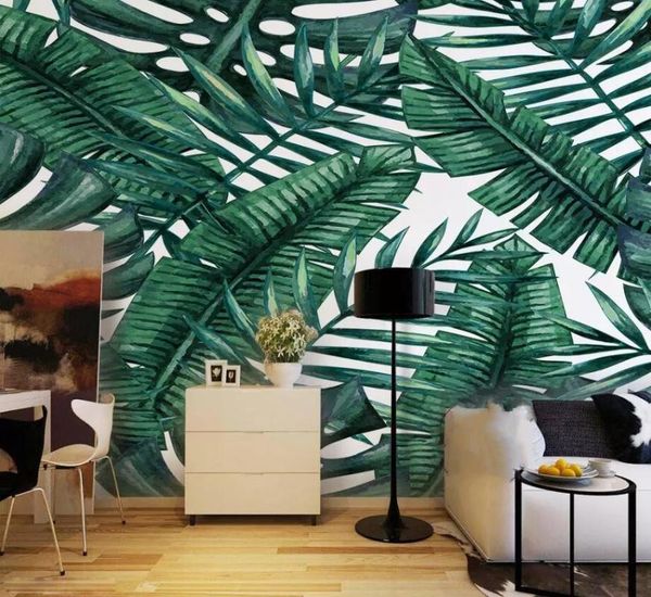 

wallpapers cjsir custom wallpaper mural green leaves modern minimalist fashion banana fan wall papers home decor 3d