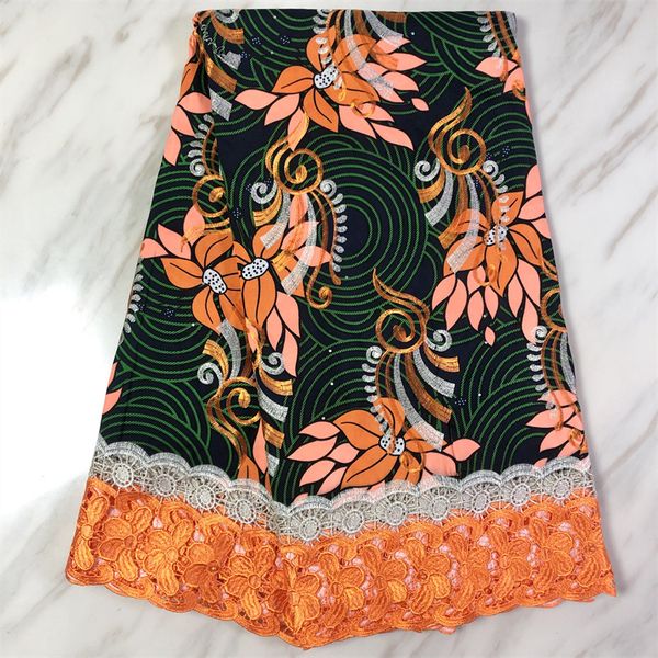 

5yards/lot beautiful multi color holland cotton fabric printed wax pattern and african water soluble lace for dressing pl71249, Black;white