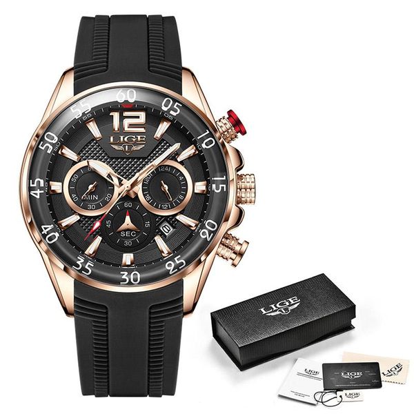 

wristwatches fashion men watches lige sport chronograph wristwatch casual business waterproof quartz clock pagani design, Slivery;brown