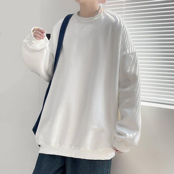 

men's hoodies & sweatshirts men casual o-neck long sleeve oversized hoodie solid color pullover male autumn winter fashion loose stree, Black