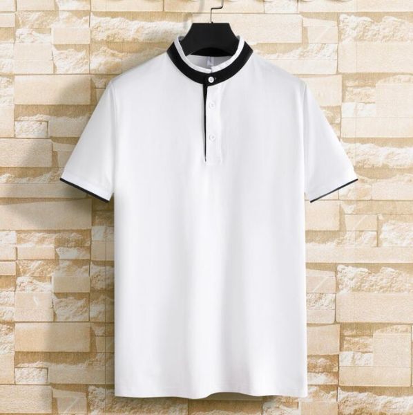 

men's polos 2021 summer men shirts casual short sleeve stand collar, White;black