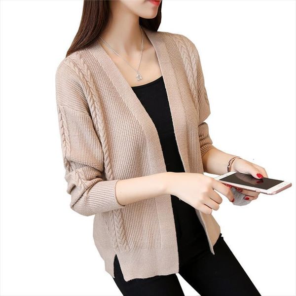 

women cardigan fashion autumn winter sweater scarf collar twist hem split knitted jumper thick female sweaters, White;black