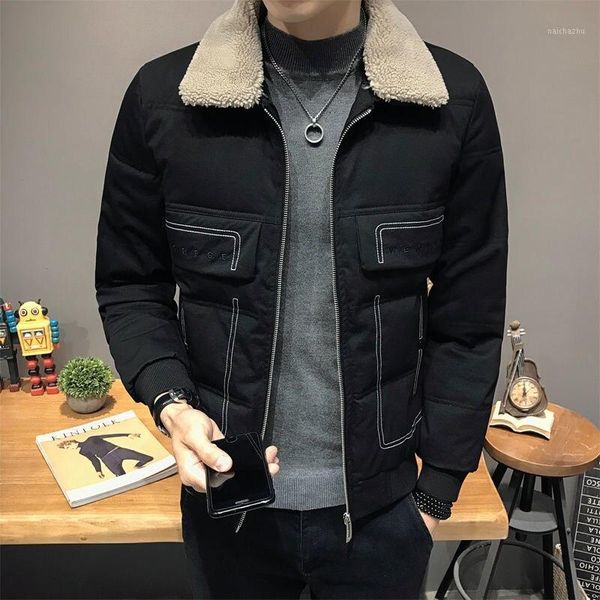 

men's jackets stylish polyester parka with spray-bonded wadding filling, woven fabric solid color good quality men thick coat m-3xl, Black;brown