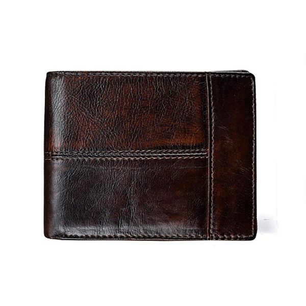 

wallets retro genuine leather men short cow for bussiness male wallet, Red;black