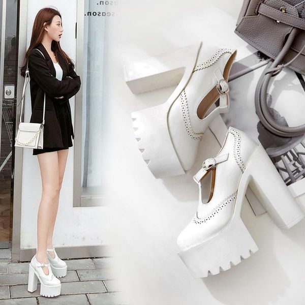 

dress shoes ruslana korshunova thick heels platform pumps black white size spring autumn casual high-heeled