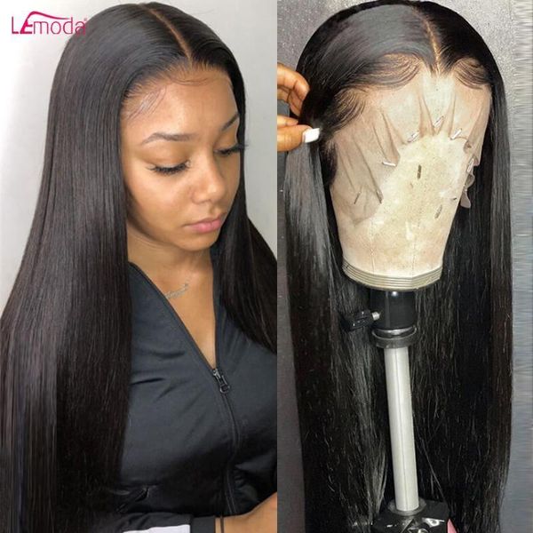 

lace frontal wig straight front 13x6 peruvian remy human hair 180% lemoda 13x4 transparent wigs1, Black;brown