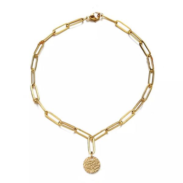 

charm bracelets stainless steel thin link chain round disc coin bracelet for women girls simple jewelry, Golden;silver