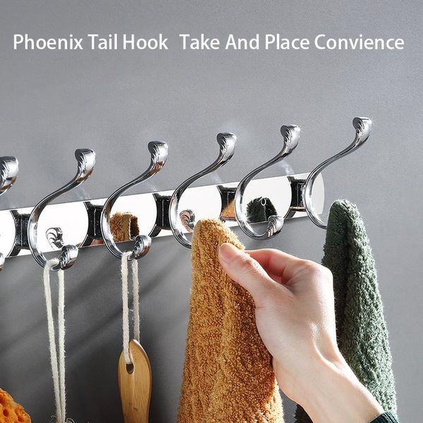 

hooks & rails wall mounted home multifunctional stainless steel clothes hook row punching toilet bathroom door coat