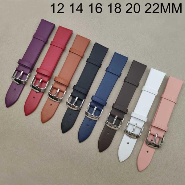 

watch bands colorful leather strap12 14 16 18 20 22 mm men women belt watchbands genuine band accessories wristband male, Black;brown