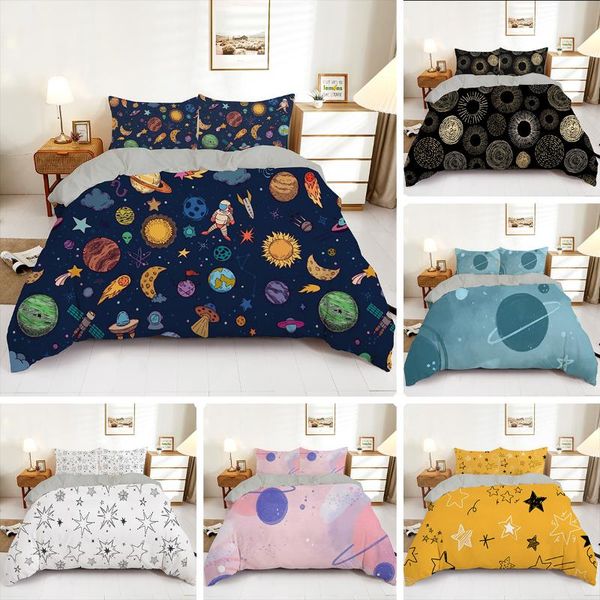 

bedding sets shining stars astronaut printed set pink romantic planet duvet cover luxury  king twin size home textiles