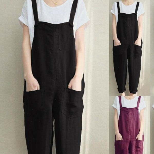 

spring summer solid color women romper sleeveless loose pants overalls playsuits plus size  4xl, Black;white