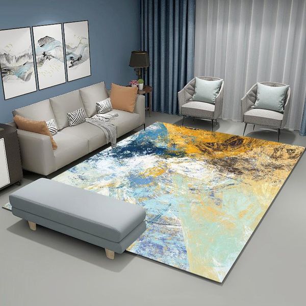 

carpets gray blue color nordic abstract art rug living room hallway carpet modern oil painting pattern for bedroom doormat