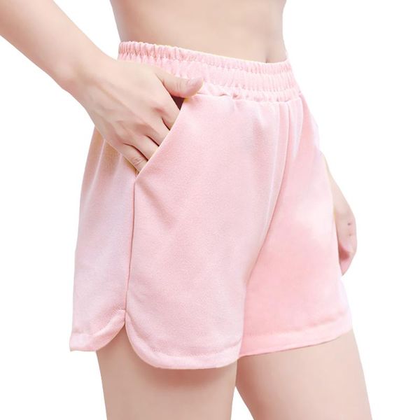 

women's shorts women pockets elastic waist casual home female bottom fashion loose candy solid color empire leisure vintage ladies shor, White;black
