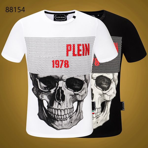 

plein bear t shirt mens designer tshirts brand clothing rhinestone skull men t-shirts classical hip hop streetwear tshirt casual tees pb 114, White;black