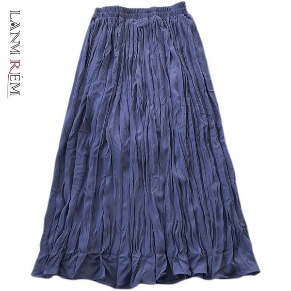 

women pleated chiffon skirt fashion summer elegant elastic high waist s female casual large size 2d1478 210507, Black
