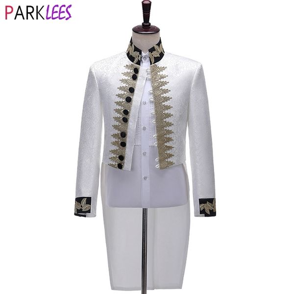 

mens floral embroidery steampunk blazerjacket men club party evening victorian renaissance blazers mens halloween costume 210522, White;black