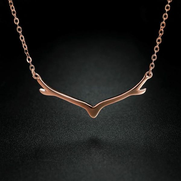 

lockets trendy antler shape pendant necklace silver 925 plated rose golden necklaces set for women with chain