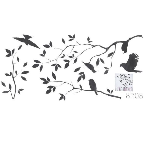 

wall stickers black pvc branches birds door room art mural sticker decal