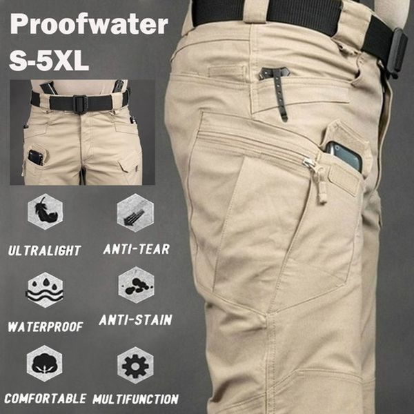 

men's pants city military tactical clothing casual waterproof wear resistant cargo trousers classic outdoor hiking multi pocket sweatpa, Black