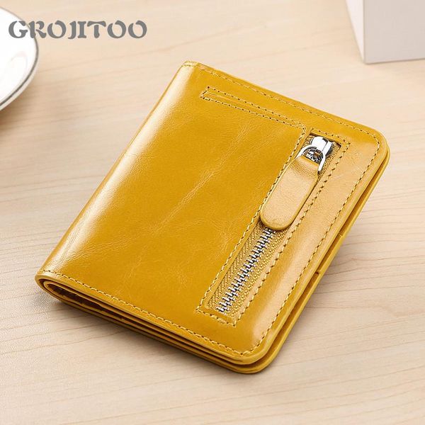 

card holders genuine leather wallet korean style short women's fashion coin purse hipster light and thin bag, Brown;gray