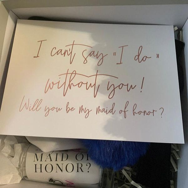 

custom bridesmaid proposal gold lettering trendy maid of honor handmade printed cards flower girl will you be my card greeting