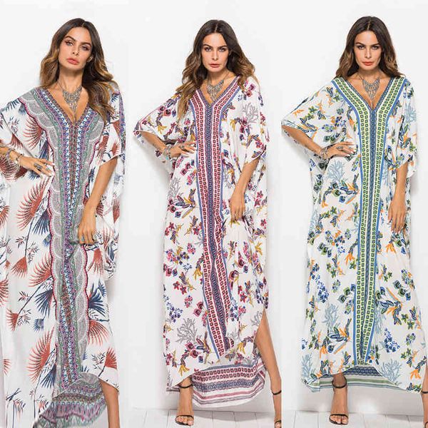 

vintage chiffon maxi dress bat sleeve casual retro elegant women evening party long dress robe vestidos 210422, Black;gray