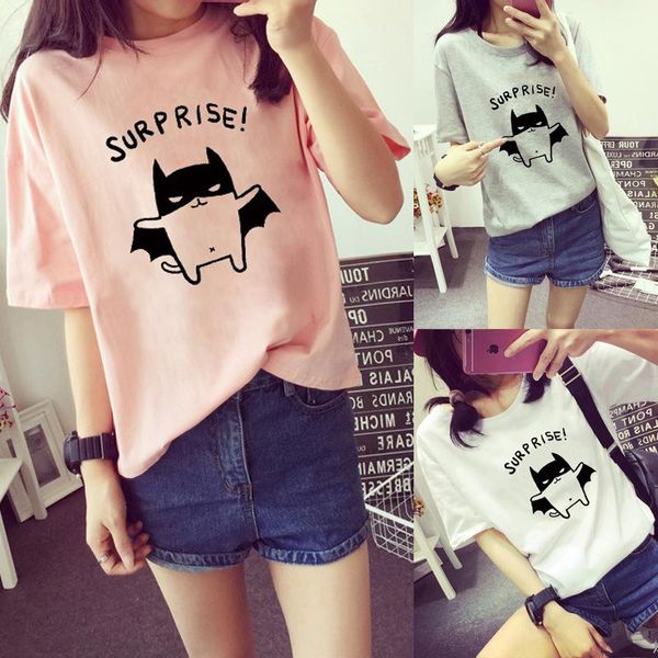 

summer korean edition student sympathetic half-sleeve t-shirt bottom shirt women's, White