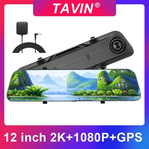 

inch touch car dvr 2k mirror dash cam hisilicon auto recorder sony imx335 dual lens support gps 1080p rear camera dvrs