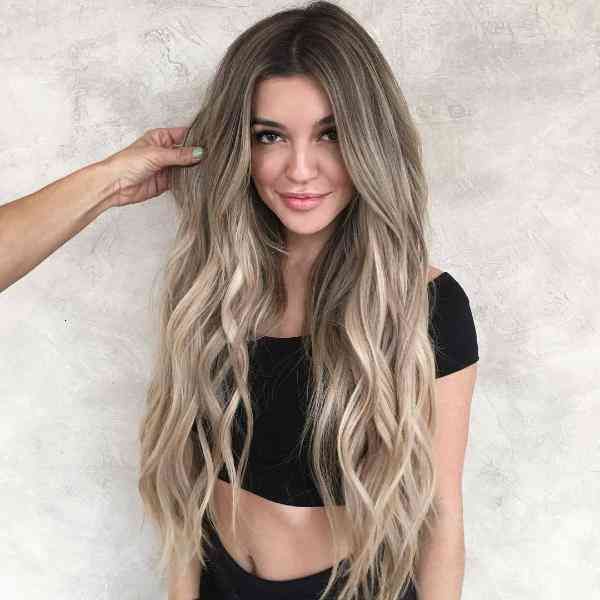 

wig women's long curly hair big wave gradient chemical fiber headgear, Black;brown