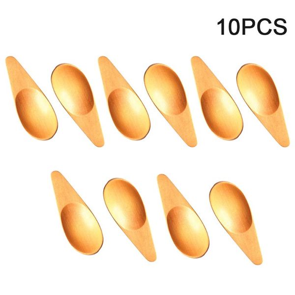 

spoons 10pcs/pack with short handle milk powder coffee bean candy home kitchen condiment ice cream mini salt spoon wooden scoop