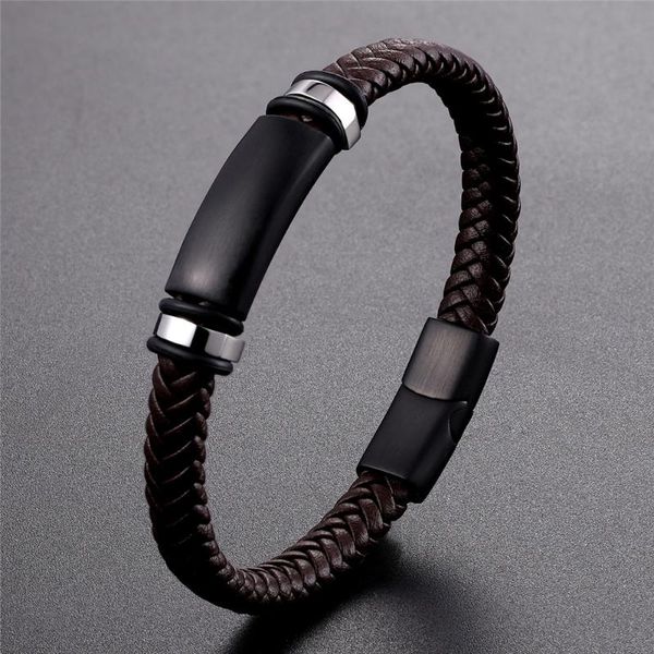 

link, chain black/blue/brown genuine leather bracelet women fashion magnetic clasp men jewelry health care preferred gift pulseira