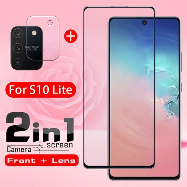 

2in1 protective glass for s10 lite screen protector galaxy s10lite light lit samsun sam galxy cam with camera lens glas cell phone p protect
