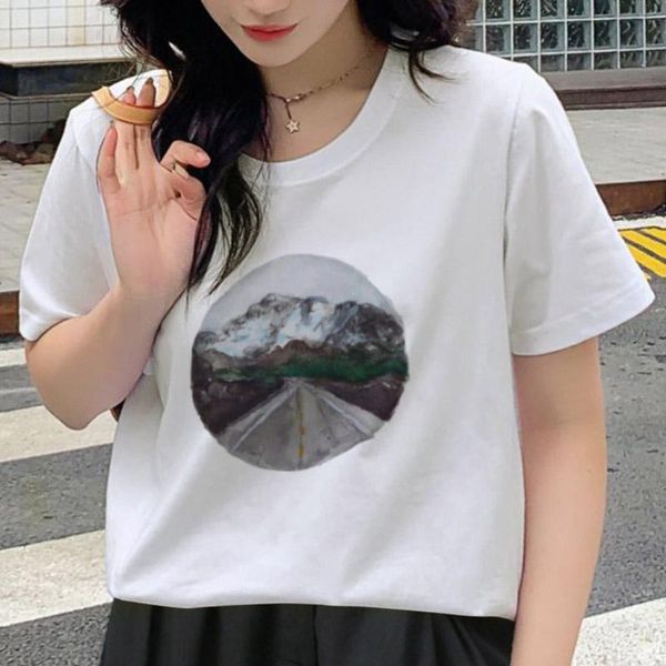 

summer harajuku tees for women casual fashion daily basic o-neck short sleeve funny print graphic streetwear woman tshirts women's t-sh, White