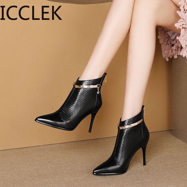 

women pointed toe super high heels ankle boots autumn winter warm short plush booties woman shiny sequin botas mujer 210428, Black