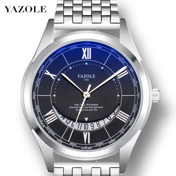 

wristwatches yazole 2021 fashion luxury business men watch practical calendar waterproof quartz wristwatch steel strap relogio masculino 410, Slivery;brown