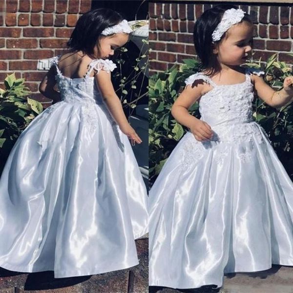 

girl's dresses 2021 lovely satin white flower girls with spaghetti strap lace appliques pleat skirt toddler communion dress spring kids, Red;yellow