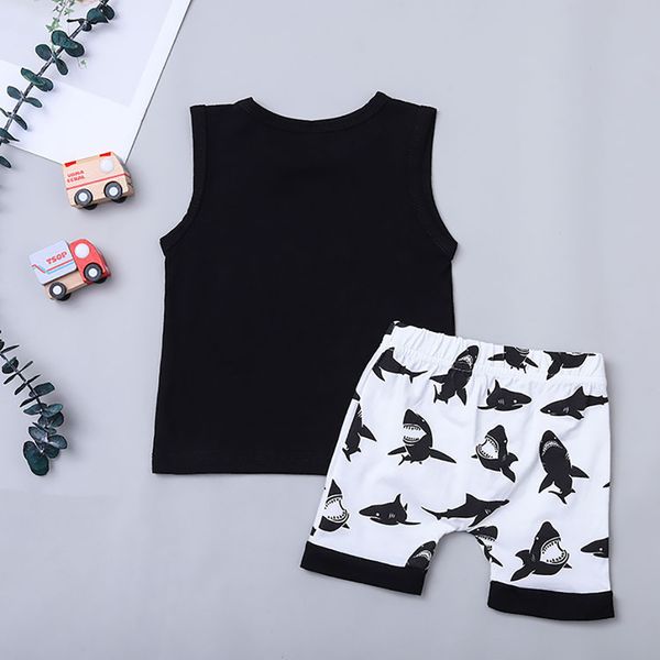 

new good quality factory price fashion selling childrens short-sleeved letter print cartoon shorts two-piece suit, White