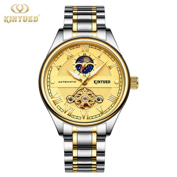

wristwatches gold automatic mechanical watch men luminous waterproof tourbillon wristwatch fashion casual business brand man male, Slivery;brown
