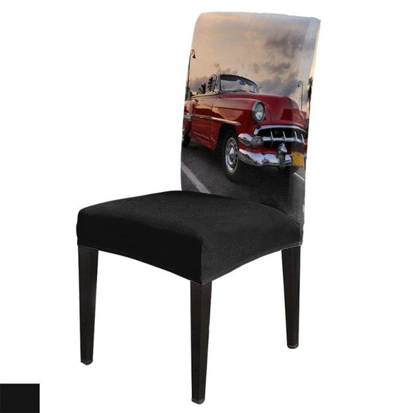 

chair covers retro car vintage american rural print cover dining elastic spandex stretch anti-dirty removable