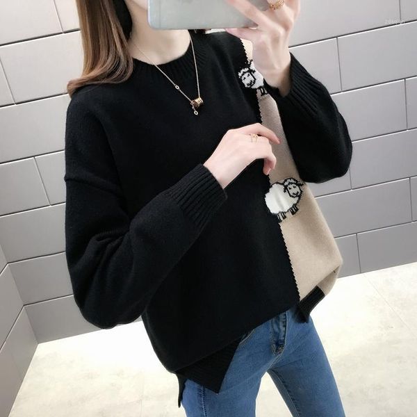 

women's sweaters 5964e area 68] - real s cashmere sheep jacquard round neck knitting pullover 46, White;black