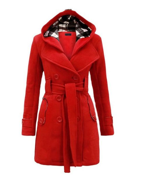 

fashion woolen women warm fleece jacket with belts double breasted solid casual jacket 2021 winter vintage slim ladies coat, Black;brown