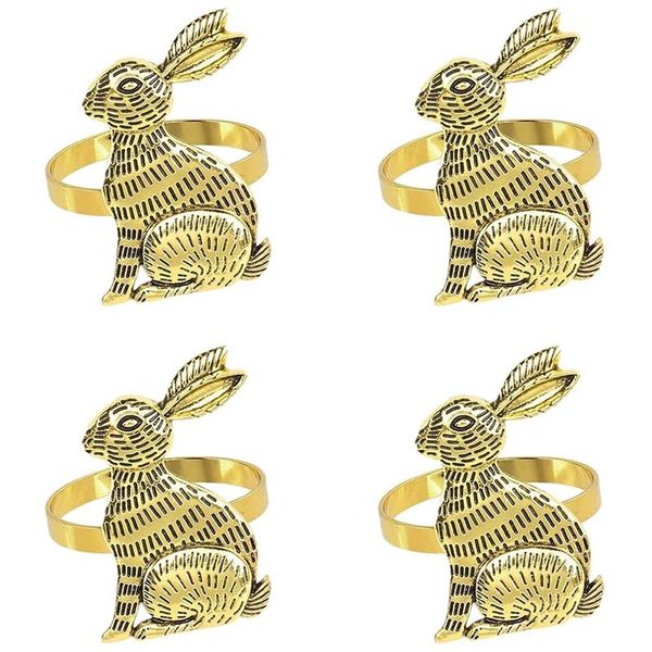 

4pcs ears napkin rings easter ring holder metal table decor rustic