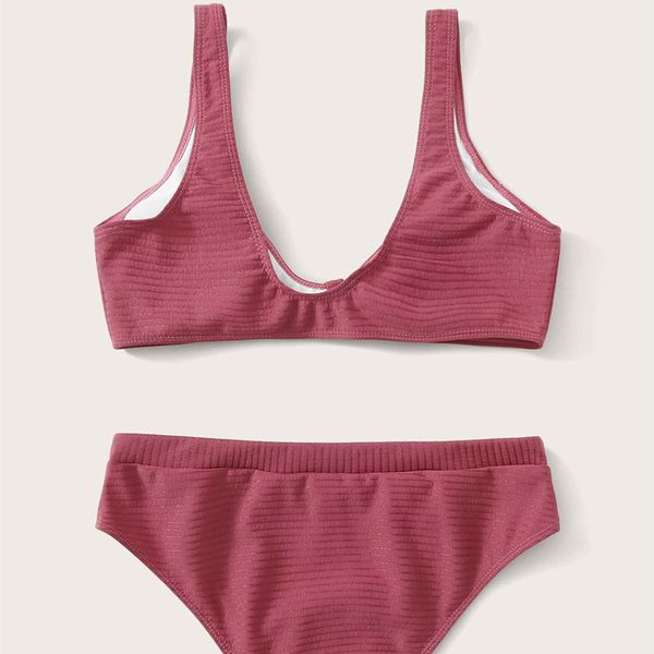 

swimwear pure color split bikini swimsuit in 2021, White;black