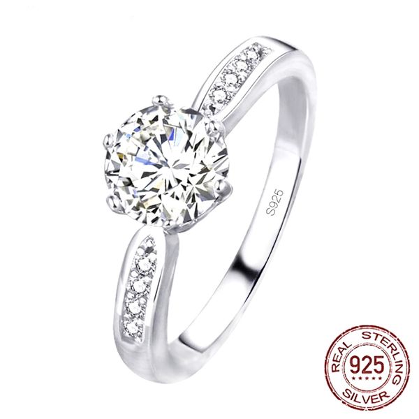 

925 sterling silver rings for women 1.5 ct cubic zirconia engagement wedding jewelry j-349, Slivery;golden